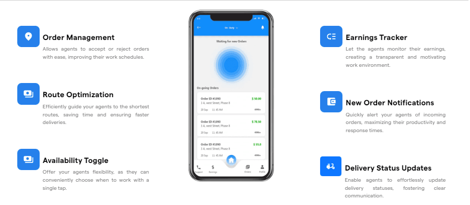 features of a food delivery app